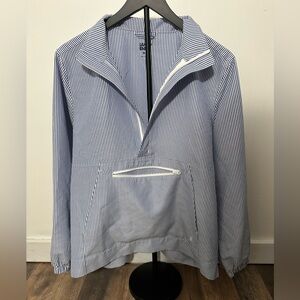 Lands' End Blue and White Striped pull over half zip. Size medium